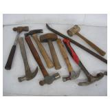 ASSORTED HAMMERS & CROWBAR