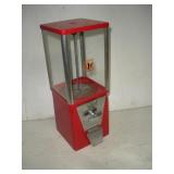 VINTAGE OAK COIN-OP CANDY MACHINE  18 INCHES TALL