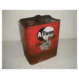 VINTAGE A-PENN 2 GALLON METAL OIL CAN
