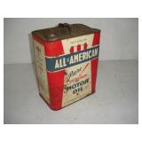 VINTAGE ALL AMERICAN 2 GALLON METAL OIL CAN