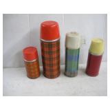 (4) RETRO THERMOSES