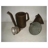 VINTAGE OIL CAN & FUNNELS
