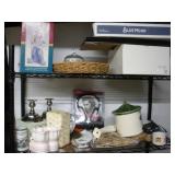 ASSORTED HOUSEHOLD ITEMS - CONTENTS OF 2 SHELVES