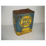 VINTAGE QUAKER STATE GOLD SEAL 2 GAL METAL OIL