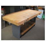 METAL FRAMED WOODEN WORK BENCH 78X33X37