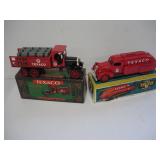 2 TEXACO DIECAST REPLICA TRUCK BANKS 8 IN LONG