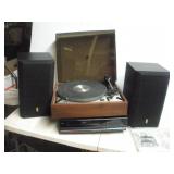 TURN TABLE, VHS PLAYER  & JVC SPEAKERS