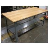 6 FT METAL FRAMED OAK WORK BENCH