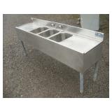 NSF TRIPLE BOWL STAINLESS STEEL BAR SINK
