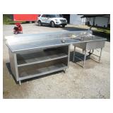 DOUBLE BOWL STAINLESS STEEL SINK W/ RINSE