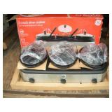 NIB GE TRIPPLE BOWL CROCK POT