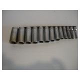 SNAP ON 3/8 DRIVE DEEPWELL SOCKET SET 1/4 TO 1 IN