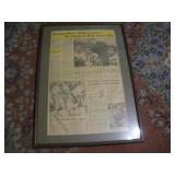 1975 STEELERS FRAMED NEWSPAPER 19X27
