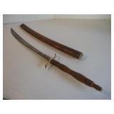 VINTAGE SWORD W/ WOODEN SHEATH   34 IN LONG