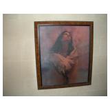 NATIVE AMERICAN SQUAW PRINT 23X27