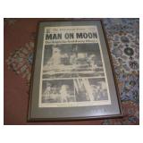 ORIGINAL FRAMED NEWSPAPER "MAN ON THE MOON"