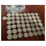 (50) US MERCURY HEAD SILVER DIMES