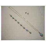 LARIMAR BLUE STONE STERLING SILVER NECKLACE--