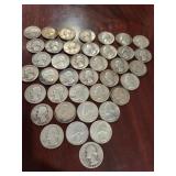 (40) US Washington Silver Quarter Coins