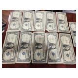 (11) US $1 DOLLAR 1957 SILVER CERTIFICATE BILLLS