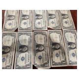 (10) US $1 DOLLAR 1957 SILVER CERTIFICATE BILLLS