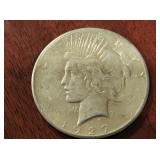 1927 US PEACE SILVER DOLLAR COIN