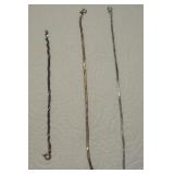 3 STERLING SILVER BRACELETS LONGEST 7IN