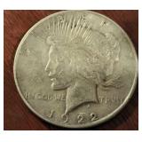 1922 US PEACE SILVER DOLLAR COIN