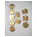 (7) SACAGAWEA AND (3) PRESIDENTIAL DOLLAR COINS