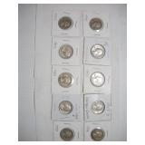 (10) 1940'S AND 50'S SILVER WASHINGTON QUARTERS