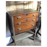 VINTAGE OAK MACHINEST TOOL BOX W/ KEYS