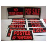NO TRESPASSING AND FOR SALE SIGNS