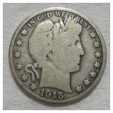 1915 (D) BARBER HALF DOLLAR