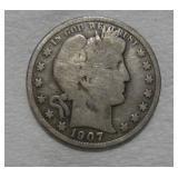 1907 (S) BARBER HALF DOLLAR