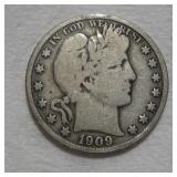 1909 BARBER HALF DOLLAR