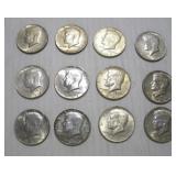 (12) 1965 - 1978 KENNEDY HALF DOLLARS