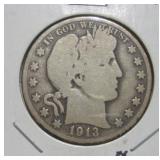 1913 (D) BARBER HALF DOLLAR