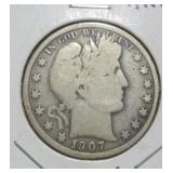 1907 (O) BARBER HALF DOLLAR