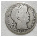 1908 (D) BARBER HALF DOLLAR
