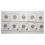 (10) MERCURY DIMES
