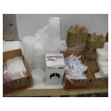 ASSORTED CONTAINERS SPOONS NAPKINS AND