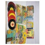 VINTAGE CHILDRENS BOOKS AND 45'S