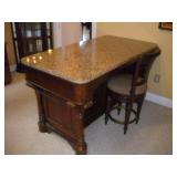 CORTLAND MANOR WALNUT DESK W/ GRANITE TOP