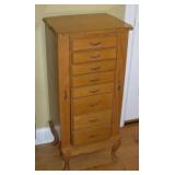 OAK 10 DRAWER JEWLERY BOX W/