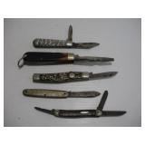 (5) FOLDING KNIVES - LARGEST BLADE 3IN
