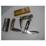 (3) FOLDING HUNTING KNIVES W/