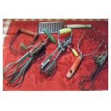MID CENTURY WOODEN HANDLE KITCHEN UTENCILS