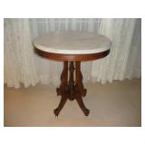 Antique Victoran East Lake Walnut Marble Top Table