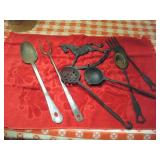 CAST IRON KITCHEN UTENCILS & WALL RACK
