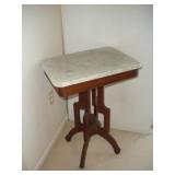 VINTAGE MARBLE TOP TABLE 20X14X28